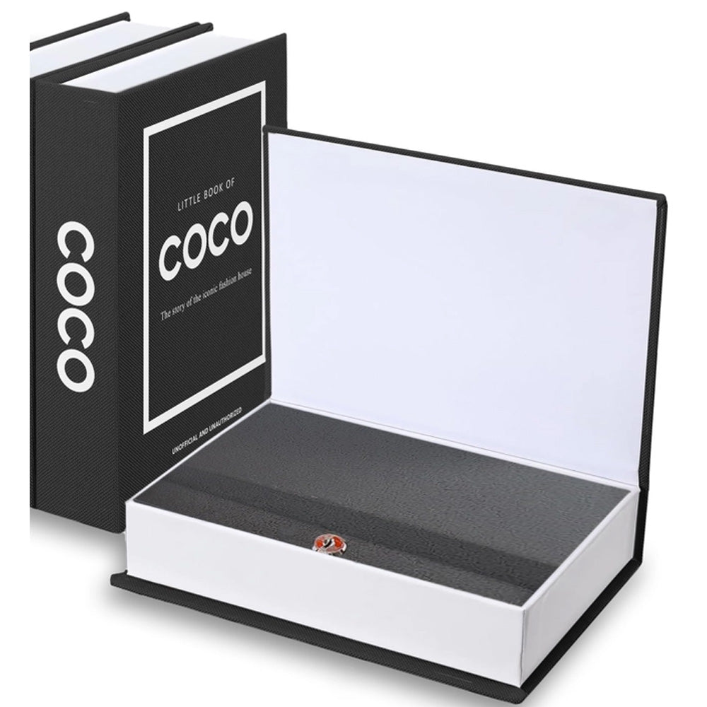 Black book-shaped box with 'COCO' 