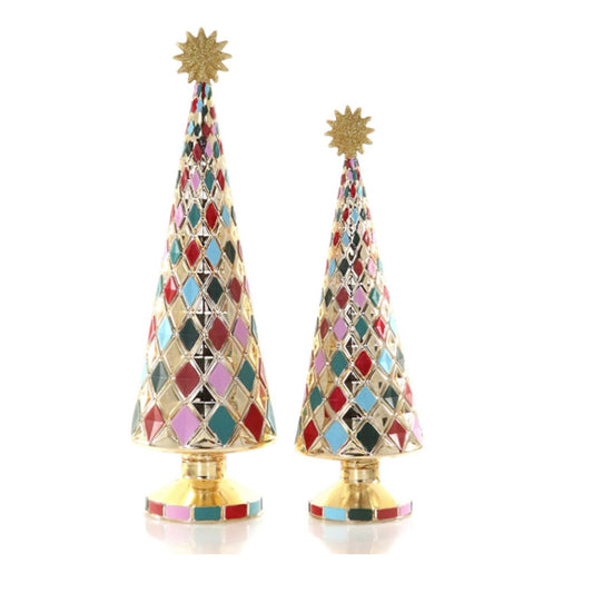 Cody Foster Multicolor Diamond Pattern Tabletop Trees Set of 2