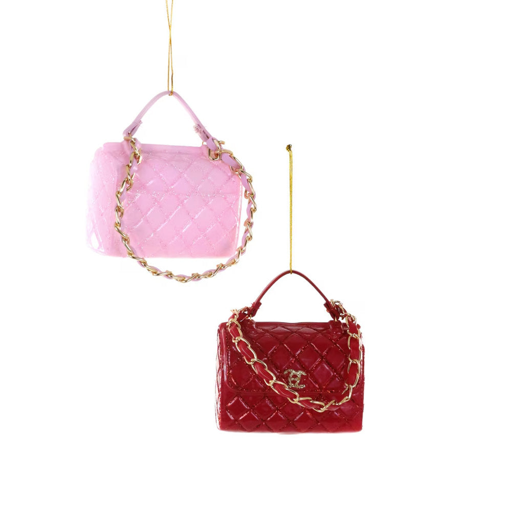 Cody Foster Red and Pink Quilted Luxury Handbags Ornaments