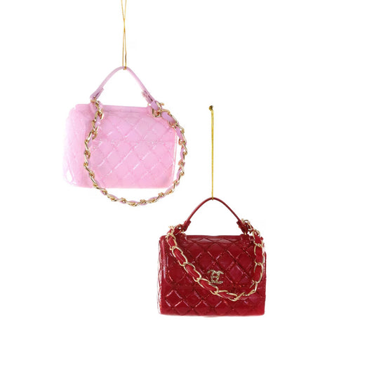 Cody Foster Red and Pink Quilted Luxury Handbags Ornaments