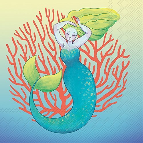 Colorful Mermaid Beverage Paper Napkins