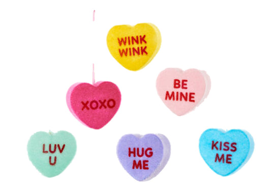 Conversation Hearts Hanging Decorations Set of 6