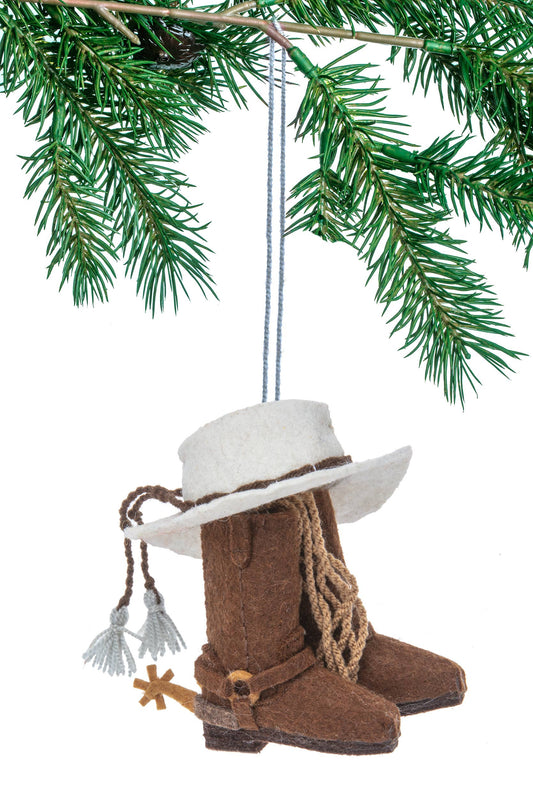 Cowboy Hat and Boots Woolen Ornament