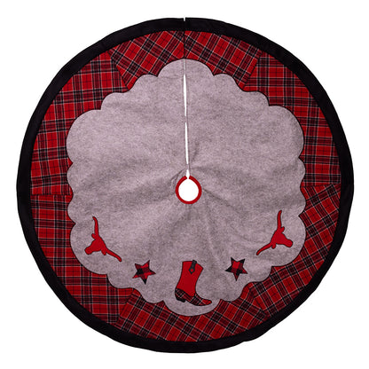 Cowboy Western Design Plaid Christmas Tree Skirt