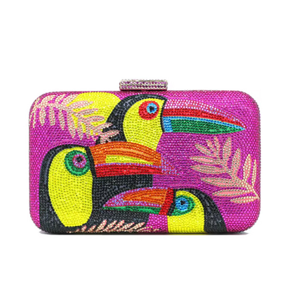 Color Crystal Toucan Clutch/Shoulder Evening Handbag