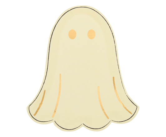 Paper plates made to resemble a ghost