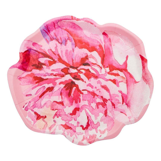 Die Cut Pink Peony Paper Dessert Plates