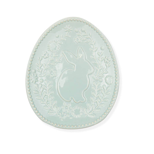 Embossed Bunny Egg Shape Ceramic Plate   