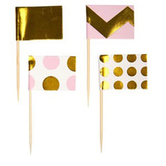 Pink and Gold Foil Cupcake Picks