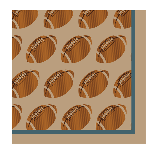 Paper beverage napkins with football design on a beige background