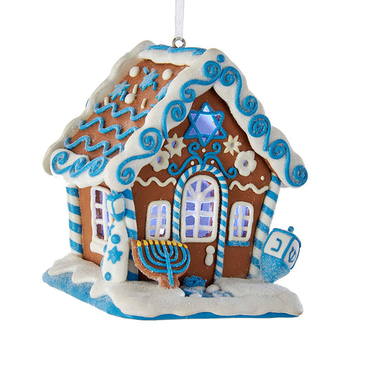 Gingerbread LED Hanukkah House Ornament