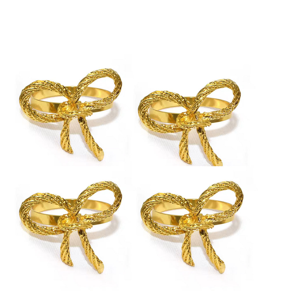 Gold Bow Napkin Rings Set of 4