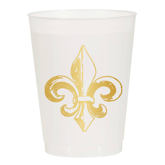 Gold Fleur De Lis Frosted Plastic Cups