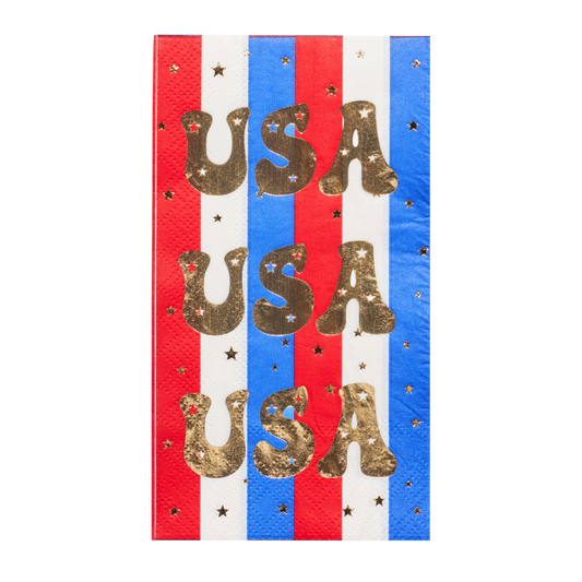 Gold Foil USA Striped Paper Guest Towels