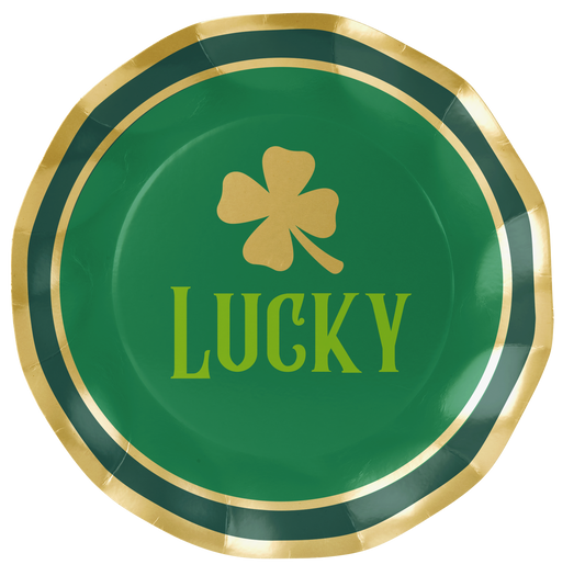 Gold Four Leaf Clover Lucky Paper Plates