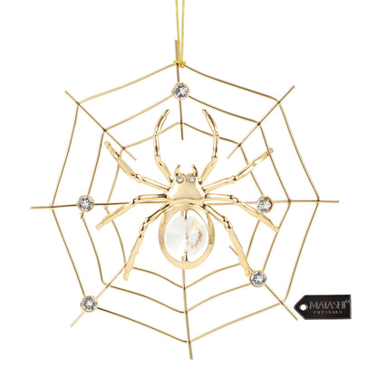 Gold and Crystal Spider Web  Hanging Ornament