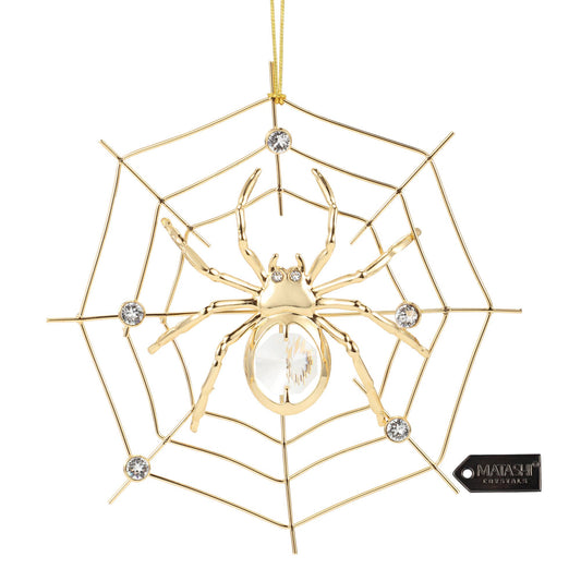 Gold and Crystal Spider Web  Hanging Ornament