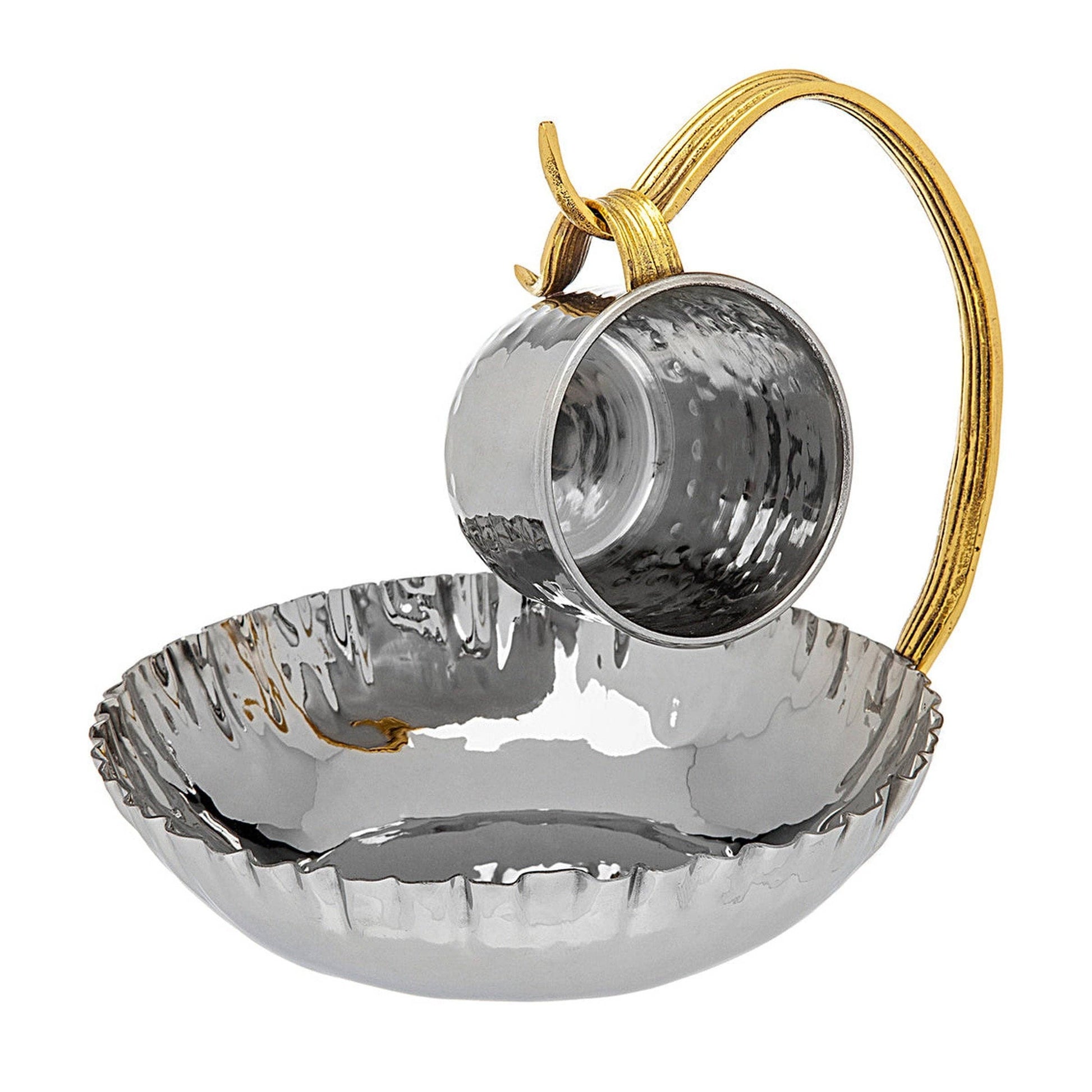 Gold and Silver Bowl with Hanging Wash Cup  in a modern theme