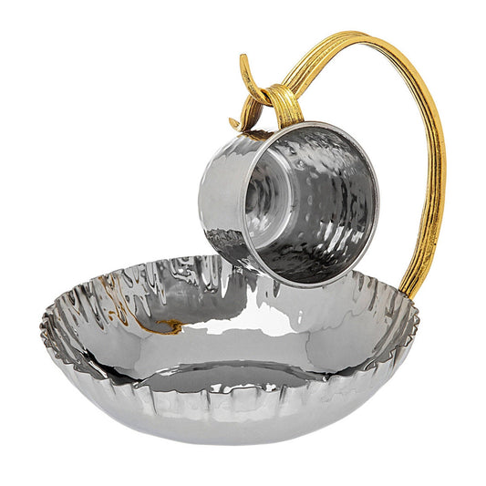 Gold and Silver Bowl with Hanging Wash Cup  in a modern theme