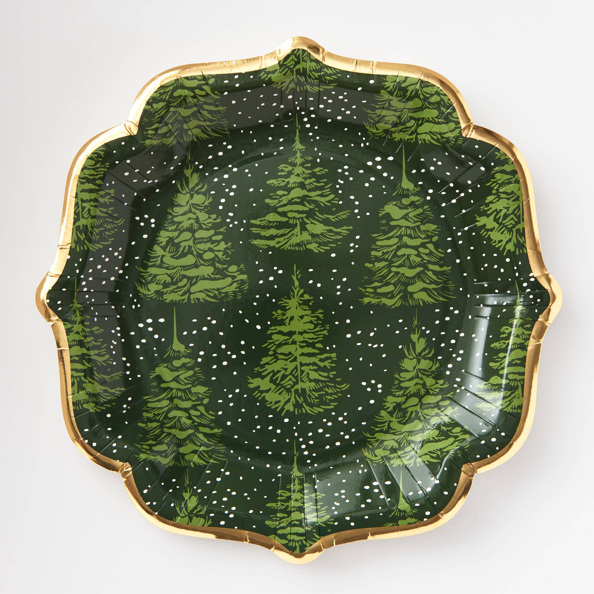 Elegant Green Christmas Tree Paper Plates