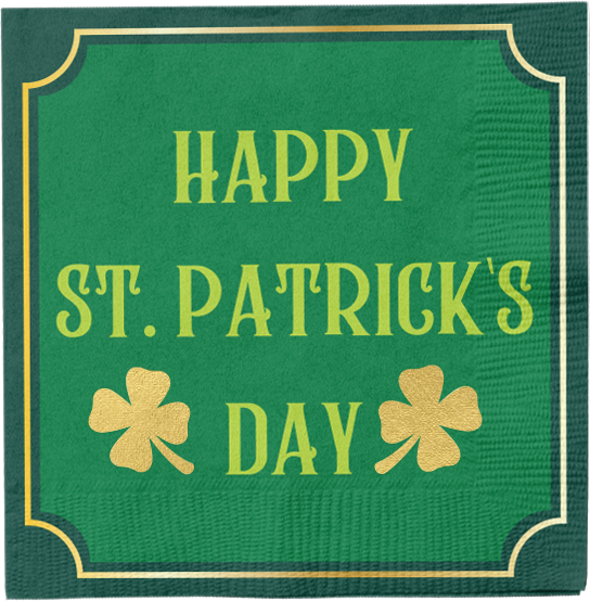 Happy St. Patrick's Day Green Paper Beverage Napkins