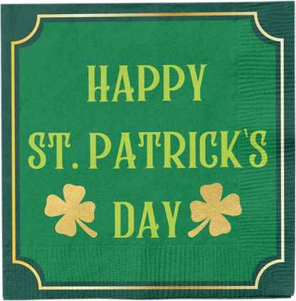 Happy St. Patrick's Day Green Paper Beverage Napkins