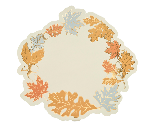 Decorative placemats with autumn leaf pattern on a beige background