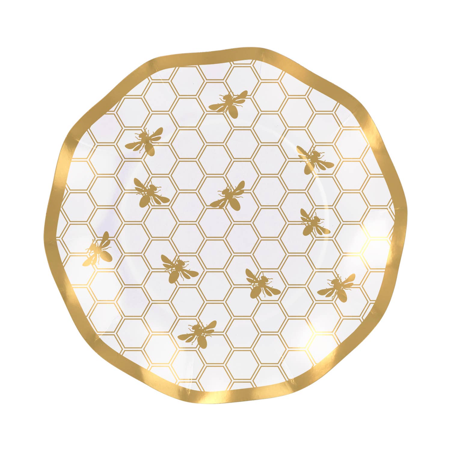 Honeybee Wavy Paper Dessert Plates