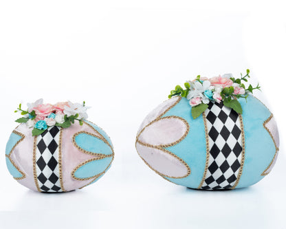 Katherine's Collection Blue and Pink Fabric Covered Eggs (set of 2)