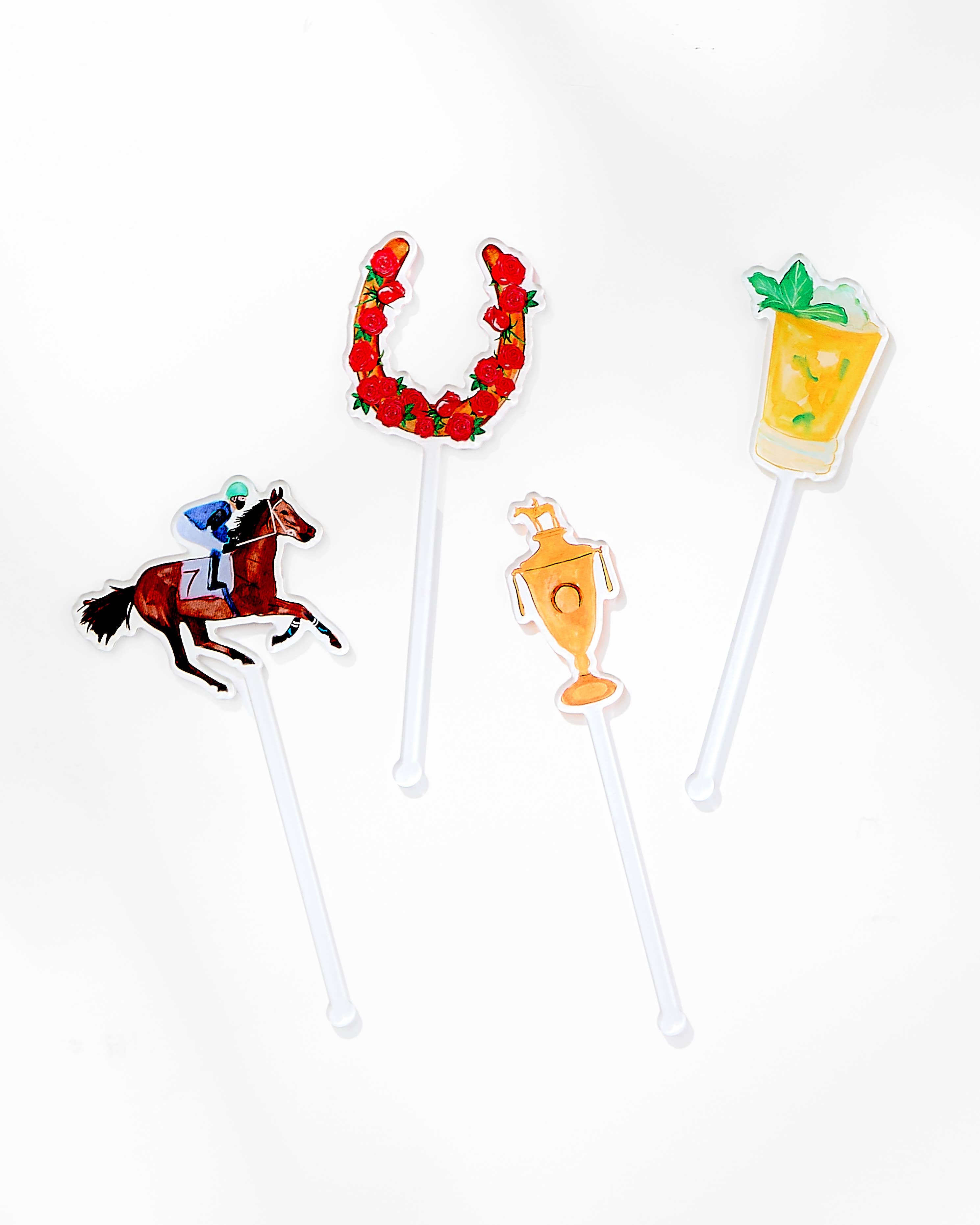 Kentucky Derby Acrylic Stir Sticks Set of 4