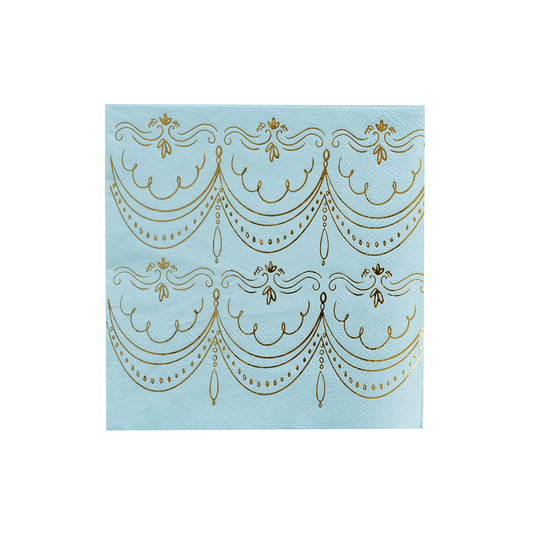 Let Them Eat Cake Blue Beverage Paper Napkins