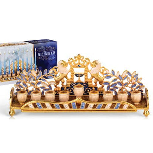 Decorative Menorah with intricate design with Lions of Judah 
