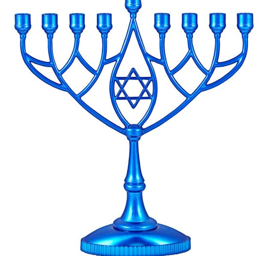 Hanukkah Blue Metallic Menorah