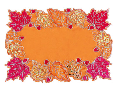 Maple Leaf and Gold Sequin Orange Placemats