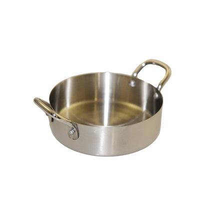 Stainless steel casserole pan with two handles  