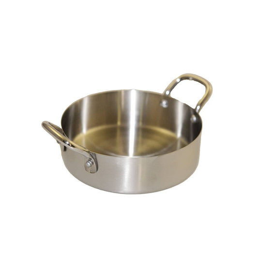 Stainless steel casserole pan with two handles  
