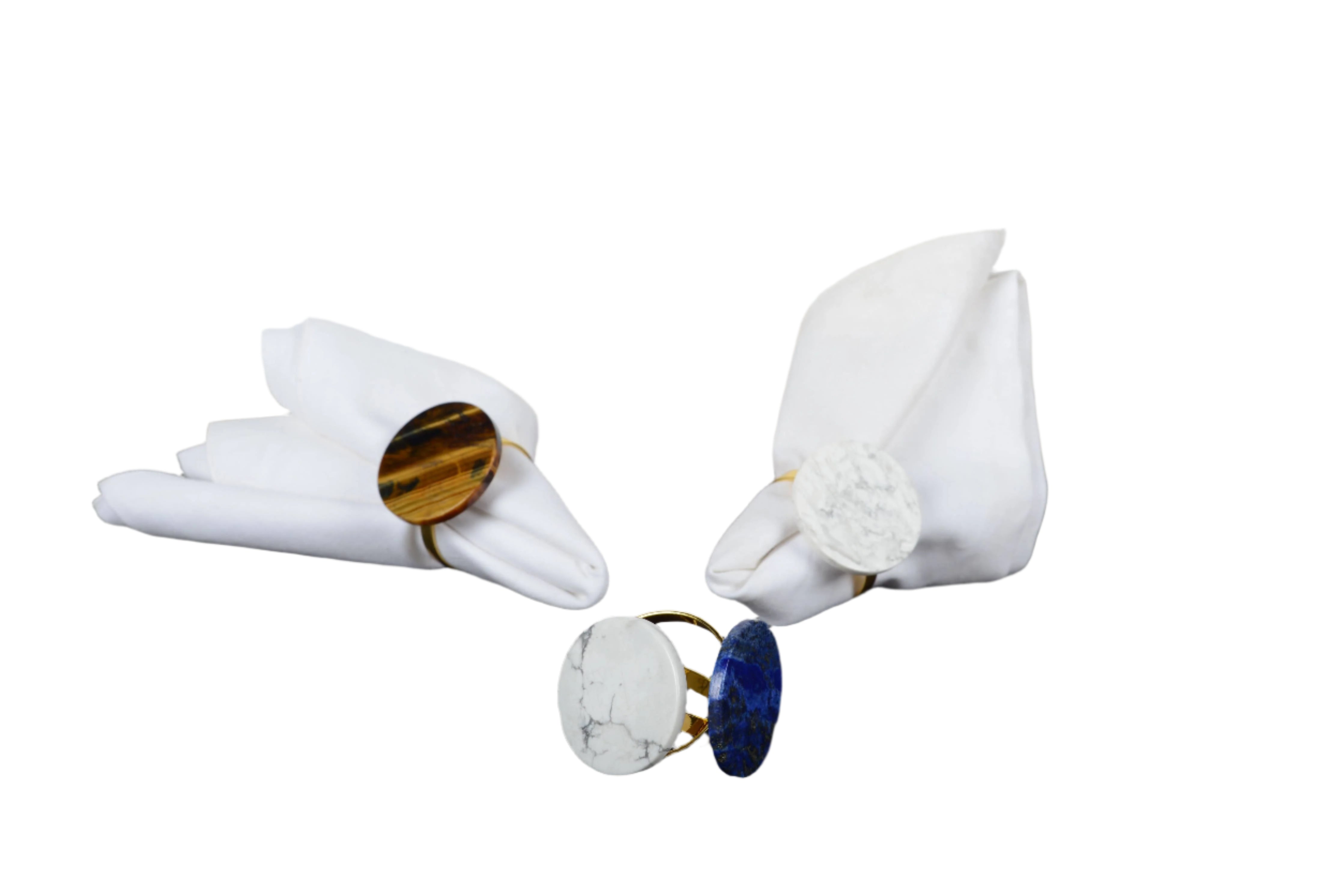 Multicolored Stones Napkin Rings Set of 4