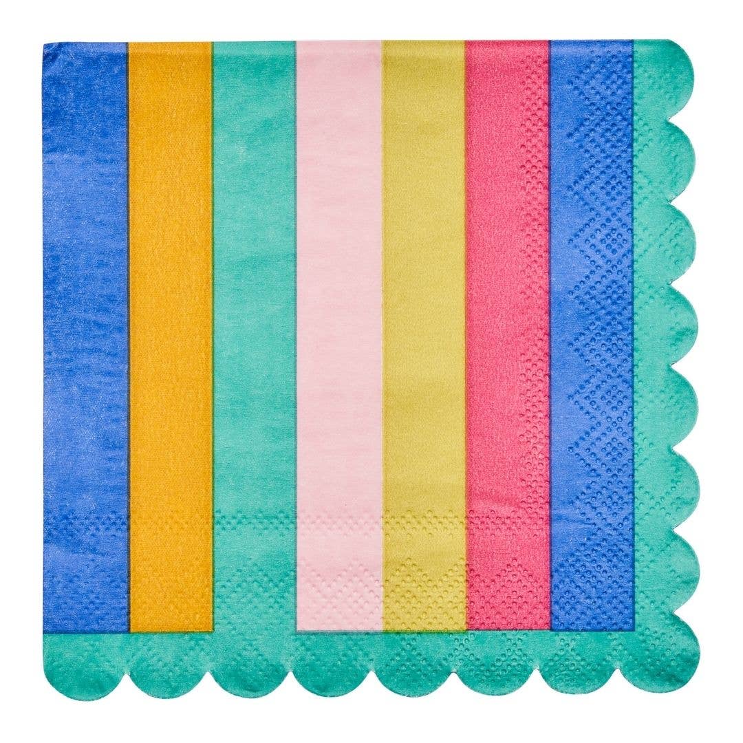 Multicolor Stripe Paper Beverage Napkins