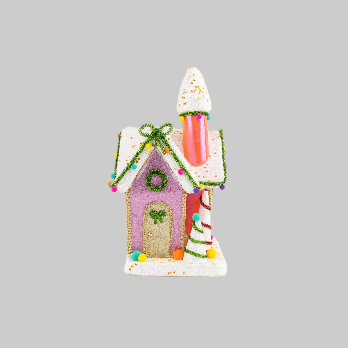 Multicolor tabletop candy theme gingerbread house.  