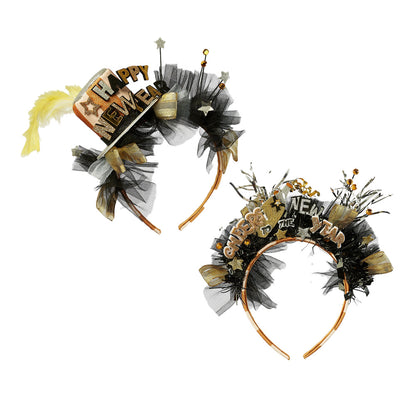 New Year's Eve Black and Gold Headband