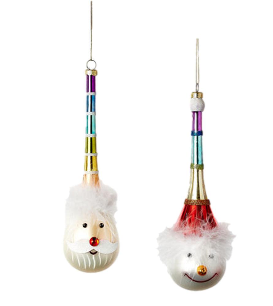 One Hundred 80 Degrees Rainbow Santa and Snowman Ornaments