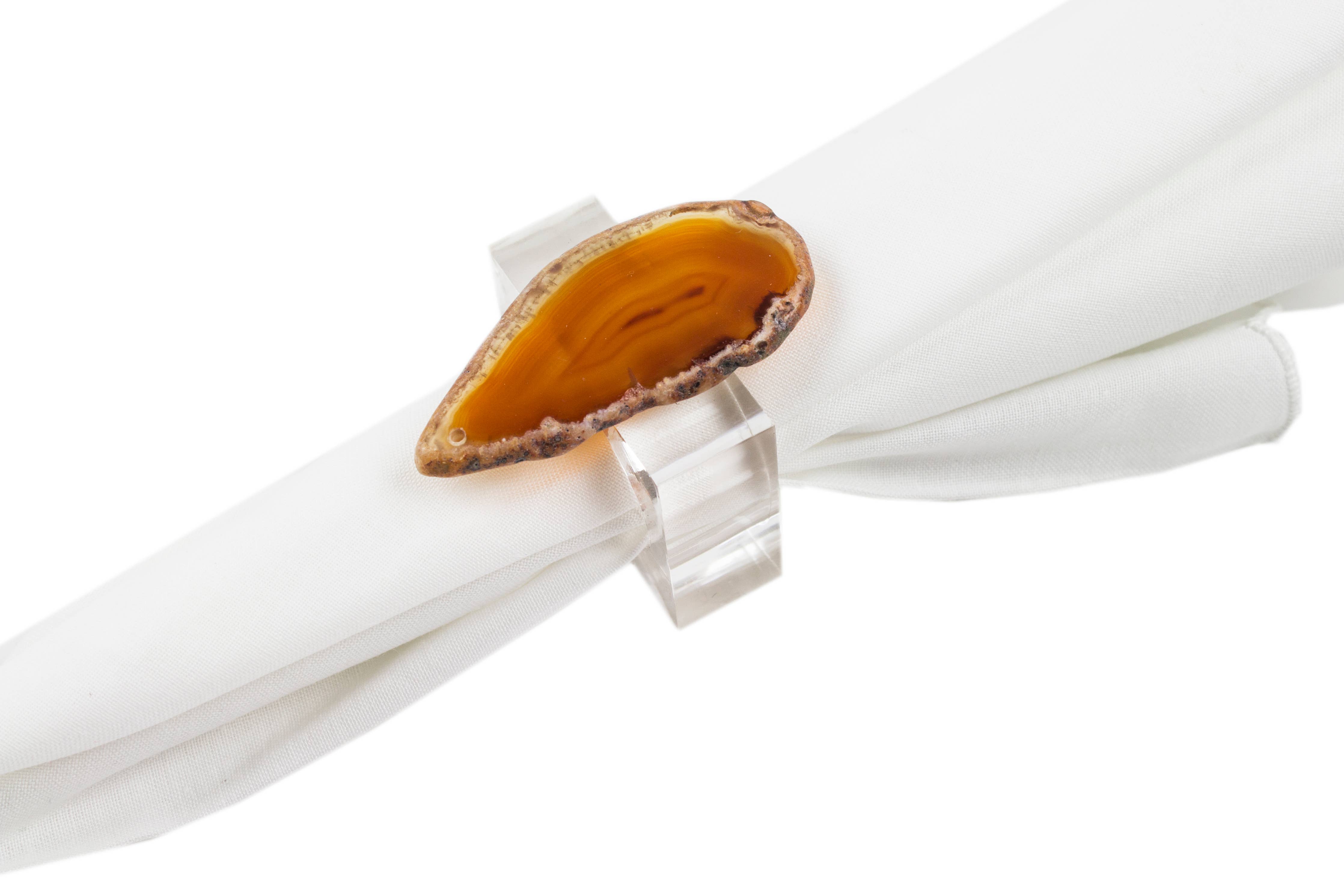 Amber Color Agate Napkin Rings Set of 4