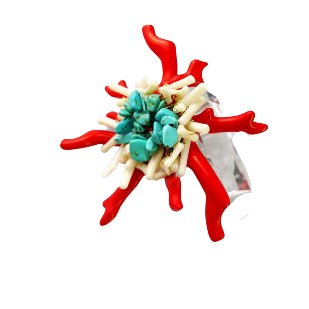 Orange and Blue Coral Napkin Rings (Set of 4)