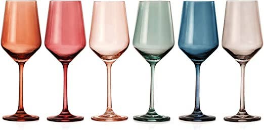 Pastel Color Wine Glasses Set of 6