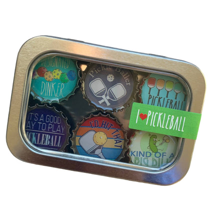 Pickleball Theme Bottlecap Magnets