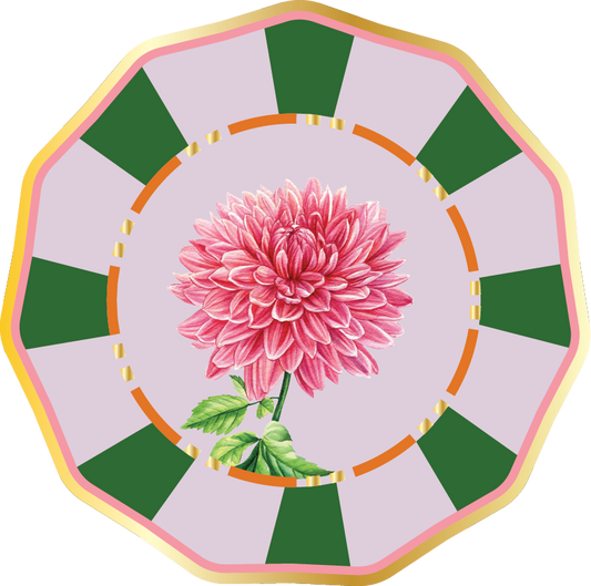 Pink Dahlia  Wavy Paper Dinner Plates