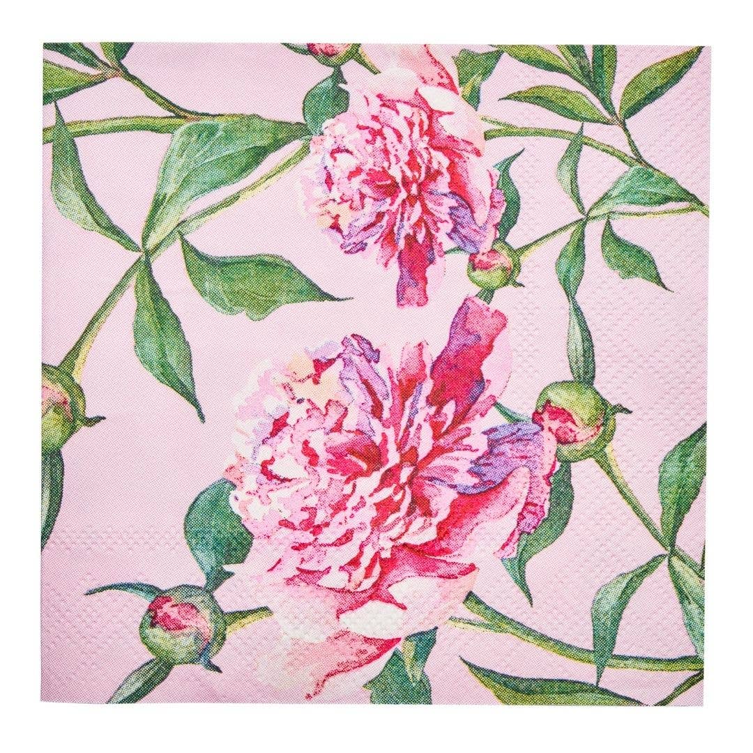 Pink Peonies Beverage Paper Napkins