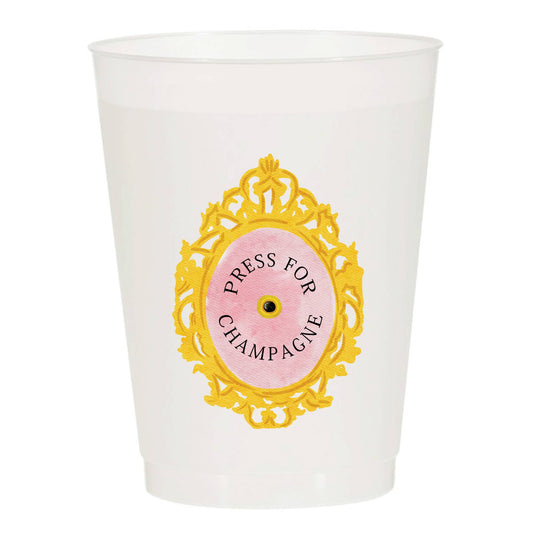 Press for Champagne Frosted Plastic Cups