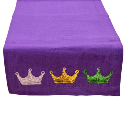 Purple and Sequin Crowns Table Runner