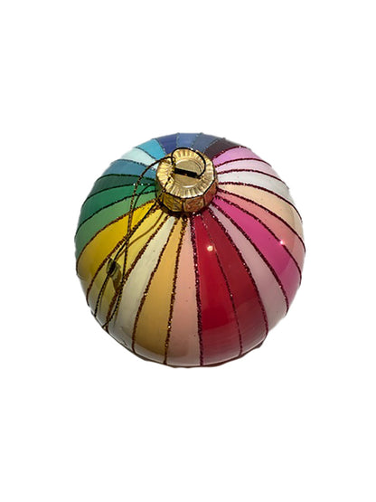 Multicolored striped ornament accented with glitter